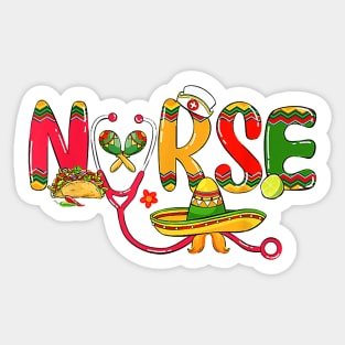 LOVE Stethoscope Nurse Cinco De Mayo Tee Mexican Nurses 2021 Sticker